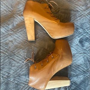 Brown leather booties